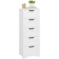 Badezimmerschrank mit 5 Schubladen Weiss 40x30x102cm Schubladenschrank Sideboard fuer Badezimmer Flur nb9011646