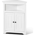 Eckschrank Aufbewahrungsschrank mit 3-stufiger Regalen Mehrzweckschrank (845 mm Hohe) mit 2 Holztueren und verstellbaren Regalen Weiss freistehender fv5338207