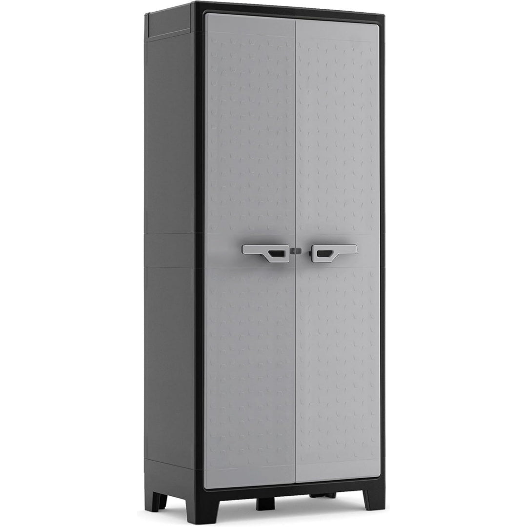 Kunststoffschrank Schwarz grau 80 x 44 x 182 cm hoch inkl. 4 Einlegeboeden mit je 30kg Tragkraft pm6804493