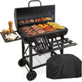 Holzkohlegrill mit XL-Grillrost und integriertem Thermometer - Inklusive Zubehoer-Kit und Abdeckung robuster Stahlwagen mit Raedern klappbare nw1498193