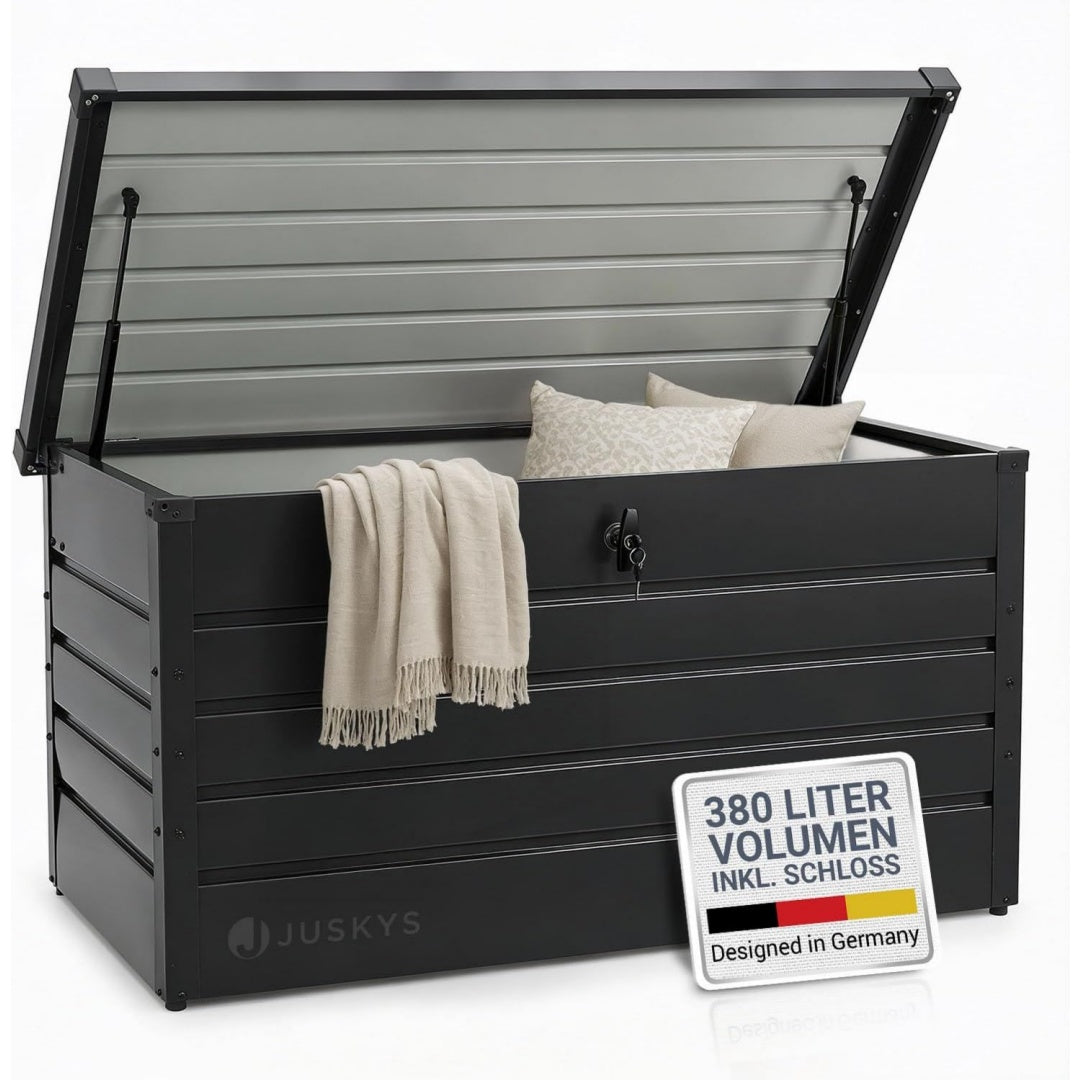 Metall Aufbewahrungsbox Limani 380 Liter - Outdoor Box - wasserdicht anthrazit abschliessbar - Gartenbox Auflagenbox bz0271172