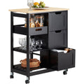 Kuechenwagen mit Bremsrollen 3 Schubladen 68x85x38 cm fuer Kueche Kuecheninsel mit mobilem Tablett 50 kg Tragkraft pj5797802