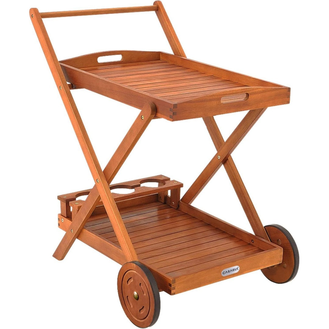 Servierwagen rollbar aus Akazienholz holz FSC-Zertifiziert 2 Etagen sa4851318