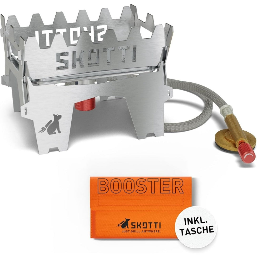 Booster 2 1 kW - faltbarer Outdoor Mini Gaskocher und Campingkocher Tragbarer Propangaskocher zum Kochen und Braten - kompakter Gas Stove fuer dj6692344