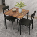 Esszimmertisch-Set 1 Tisch 2 Stuehle Braun holz Kuechentisch mit gepolsterten Stuehlen kompaktes Esstisch-Set aus und Eisengestell kb0000130