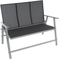 Gartenbank 2 Sitzer Textilene Aluminium Balkonbank Textilene-Bespannung Grau hellgrau 119x66x96cm Aluminium-Rahmen Stahlstreben ws9268651