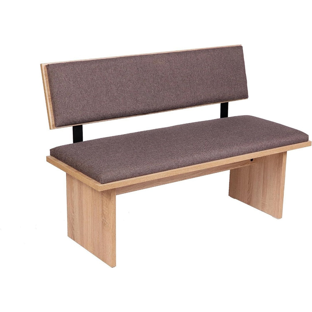 Sitzbank eiche 125x85x48 cm Eckbank oder Kuechenbank mit Lehne mit Polsterung fuer hohen Sitzkomfort xa9235562