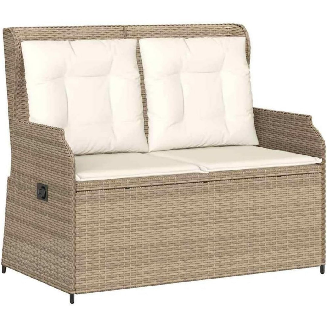 Gartenbank Verstellbar mit Kissen Poly Beige rattan tf9573329