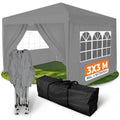 Faltpavillon wasserdicht Dachmass UV Schutz 50+ Pavillon in mit 4 Seitenteilen Grau 3 x 3 m iz4229824