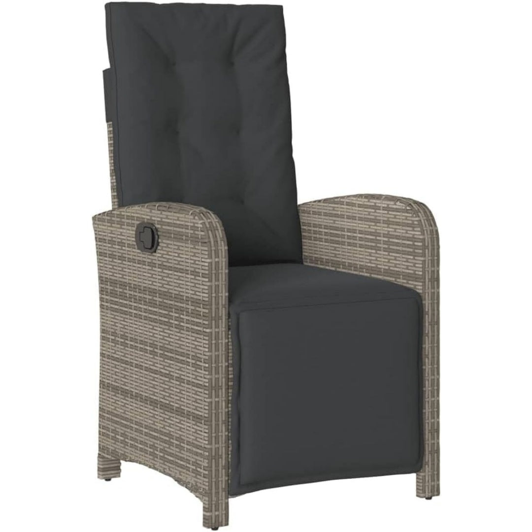 Gartensessel mit Fussteil Verstellbar Poly Grau rattan aq8085237