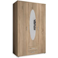 Eleganter Kleiderschrank 3-tuerig mit viel Stauraum - Vielseitiger Drehtuerenschrank in Sonoma Optik mit Spiegeltuer - (B/H/T) eiche 120 x 195 x 55 cm vd0770574