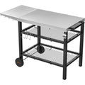 Grillwagen Grilltisch mit grosser Arbeitsflaeche und Beistelltisch Schwarz edelstahl Grill Beistelltisch Outdoor Grilltisch Outdoor Servierwagen zm3697035