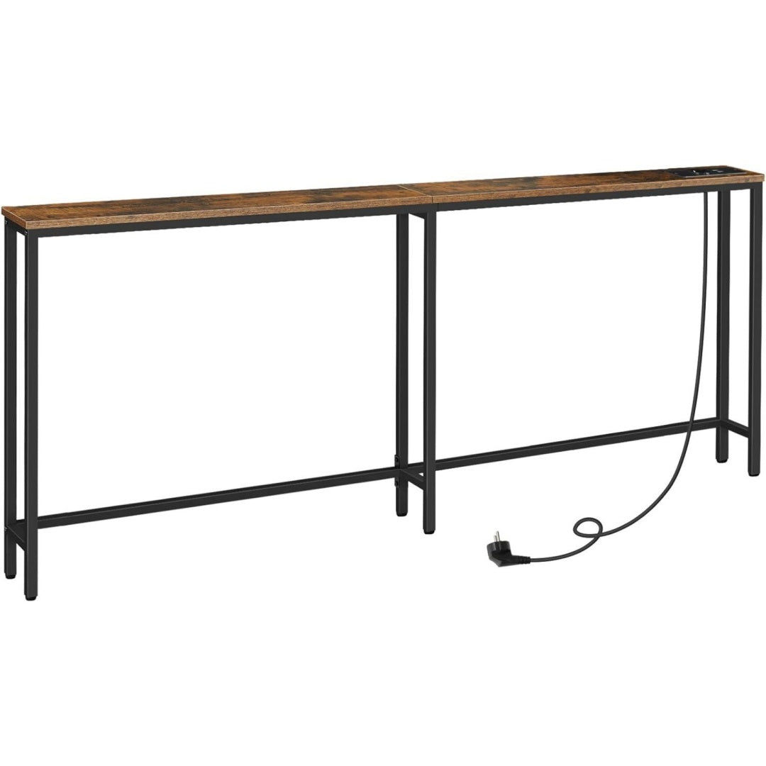 Konsolentisch mit Steckdosenleiste Schwarz schmaler Sofatisch Konsole hinter dem Sofa yl8430587