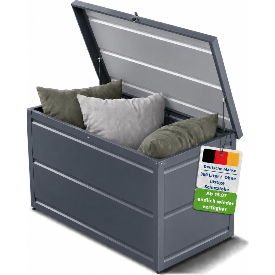 Auflagenbox 360 L (1205855cm) Gartenbox aus pulverbeschichtem Stahl RAL 7016 wetterfest wasserdicht abschliessbar hk3559149