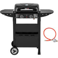 2-Brenner Gasgrill und Griddle Combo Schwarz 2 IN 1 Grillwagen mit abklappbare Seitenablagen Ablagekorb ax7922997