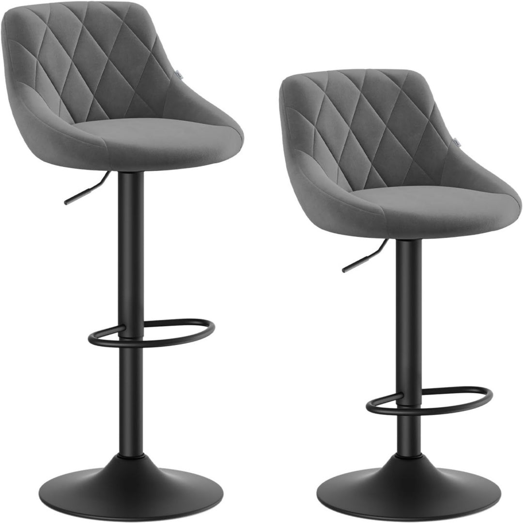 Barhocker 2er-Set Grau dunkelgrau Samt Hoehenverstellbar nm2162332