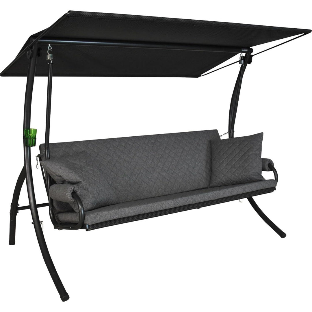 Hollywoodschaukel Elegance Joy Gartenschaukel Made in Germany Grau hellgrau Schaukel zum Sitzen Liegen und Entspannen qh7744669