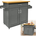 Kuechenwagen Grau 115x36x90cm Kuecheninsel Kuechen Wagen mit Rollen 1 Schubladen gj8621582