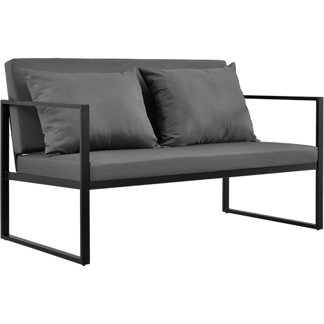 Gartenbank Lerum Gartensofa Bank Parkbank Sitzbank Lounge Eisen/Schwarz dunkelgrau 70 x 114 x 60 cm ms3162879
