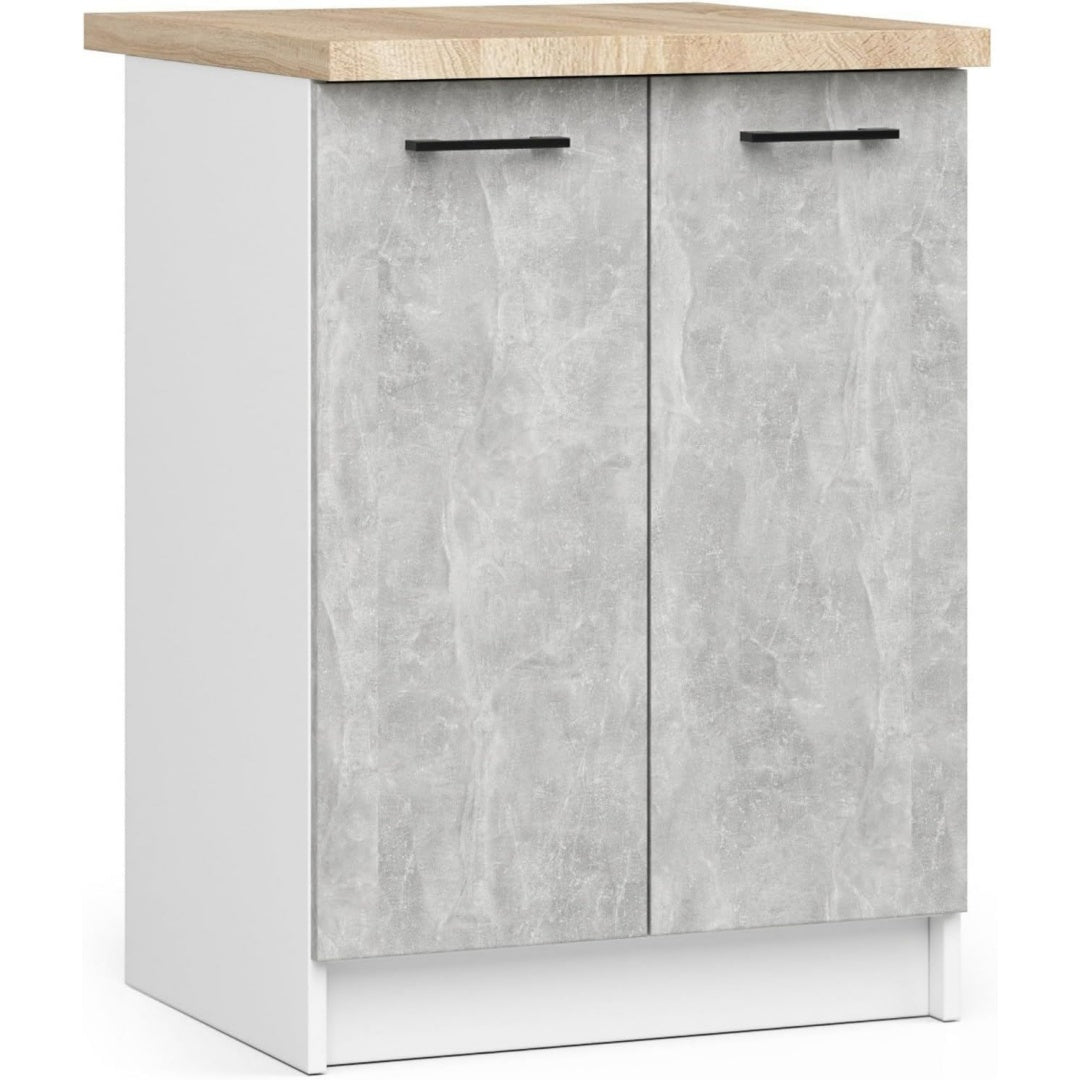 Kuechenschraenke Geraeumig Robust Fuer jedes Design Fuer eine kleine Kueche Fuer eine Kuechenzeile Als Teil eines Sets Beton Weiss wp0366489