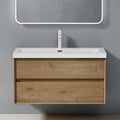 Badmoebel Set Unterschrank in Kerneiche 100cm mit Waschbecken Wandhaengendes Badmoebel-Set mit Mineralguss-Waschbecken Soft-Close pflegeleicht fuer uf4176228