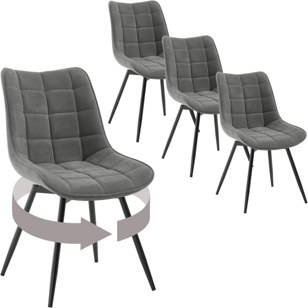 Esszimmerstuehle 4er Set drehbar Grau dunkelgrau gepolstert Samtbezug qe1685534