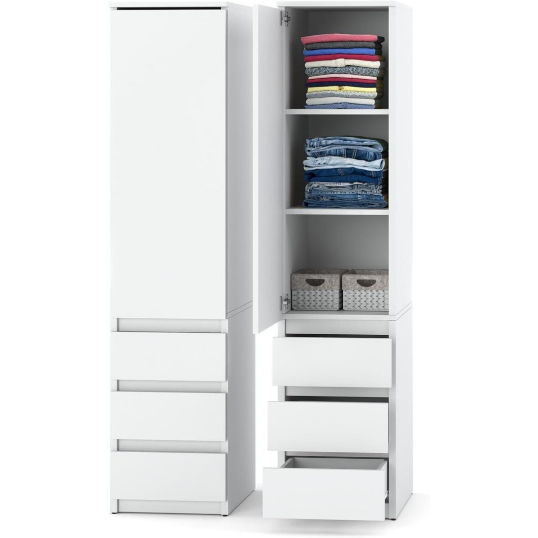Kleiderschrank 40 cm breit Modularer Mehrzweckschrank Grifflos Design Hochschrank mit Schubladen Tueren Schmaler Vorratsschrank fuer af7535064