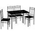 Essgruppe mit 4 Stuehlen Schwarz 109x69cm Esszimmer Set Marmorierter 5-teilige Essgruppe mit Metallgestell ff5618001