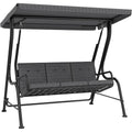 Hollywoodschaukel 3-Sitzer Gartenschaukel Verstellbares Sonnendach Grau 200 x 120 x 170 cm Texteline mw8988445